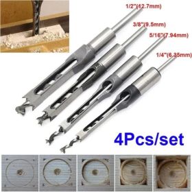 Square Hole Saws Auger Drill Bit Cut Mortising Chisel Woodworking Tool Set