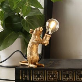 Nordic Creative Mini Animal Mouse Lamp Living Room Dining Room Bedroom Clothing Store Personalized Eye Protection Gift Resin Table Lamp (Option: Golden-Standing posture-EU)