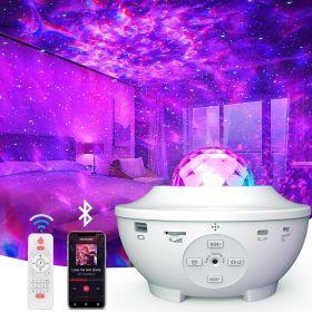 USB LED Star Night Light Music Starry Water Wave LED Projector Light Bluetooth Projector Sound-Activated Projector Light Decor (Color: White)