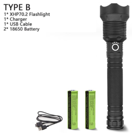 XHP70.2 Powerful Usb Led Flashlight (Option: P70.2+18650-AU)