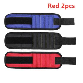 Fifteen-Compartment Powerful Magnetic Wristband (Option: Red 2pcs-Five rows of 15 magnets)