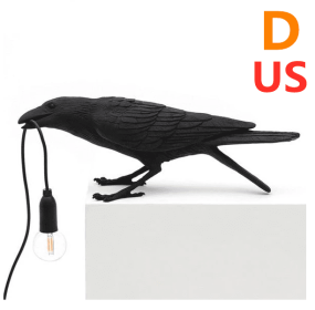 Creative Auspicious Bird Resin Wall Lamp Decoration (Option: Black-D-US)