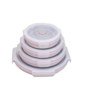 Silicone lunch box (Option: Pink-750ml)